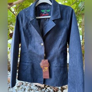 Armani Collezioni Women's Suede Navy Blue Jacket